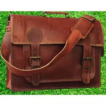 18-дюймовая винтажная кожаная дорожная сумка-мессенджер ручной работы, офисная сумка через плечо, портфель для ноутбука, компьютерная сумка для колледжа для мужчин и женщин 18 X 5 X 13 in коричневый