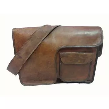 18-дюймовая винтажная кожаная сумка через плечо для офиса и колледжа, сумка для ноутбука 18 x 13 x 5 in коричневый
