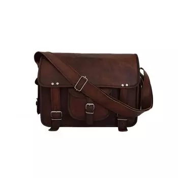 18-дюймовая винтажная кожаная сумка-мессенджер для ноутбука, офисная школьная сумка через плечо 18 x 13 x 5 in коричневый