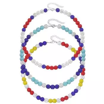 18-дюймовое блестящее ожерелье из глины со стразами и дискоболом со стразами, ожерелье из бейсбольного мяча, подарок для любителей бейсбола красный