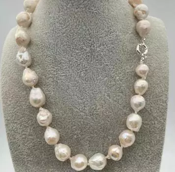18-дюймовое колье с белым жемчугом кеши в стиле барокко