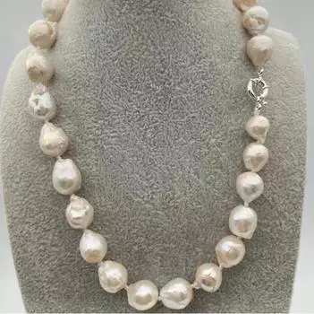 18-дюймовое колье с белым жемчугом кеши в стиле барокко