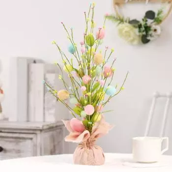 18-дюймовое красочное пасхальное яйцо-дерево со стабильным основанием, гибкая ветка, счастливая Пасха, маленькое настольное искусственное растение, весеннее украшение, праздничный подарок разноцветный