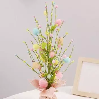18-дюймовое красочное пасхальное яйцо-дерево со стабильным основанием, гибкая ветка, счастливая Пасха, маленькое настольное искусственное растение, весеннее украшение, праздничный подарок