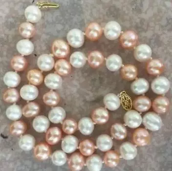 18-дюймовое круглое ожерелье из белого и розового жемчуга южного моря диаметром 9-10 мм