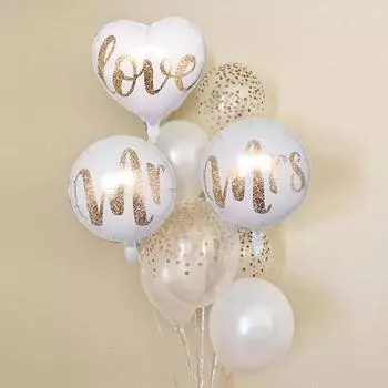 18-дюймовые круглые воздушные шары из фольги с блестящим принтом из белого золота Mr&Mrs LOVE, воздушные шары для невесты на свадьбу, день святого Валентина, воздушные шары