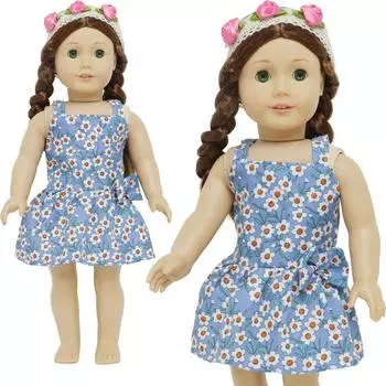 18-дюймовые кукольные наряды Цветочное платье Оголовье Прекрасная ежедневная одежда для 45 см Американская кукла Аксессуары Девочка Игрушка День рождения Подарок на день рождения