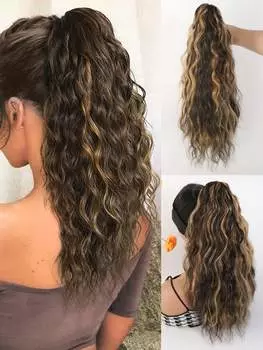 18-дюймовые накладные волосы с когтями на клипсах для хвостиков, длинные многослойные волосы, пушистые густые волнистые вьющиеся волосы, натуральные мягкие синтетические накладные волосы для женщин 18inch