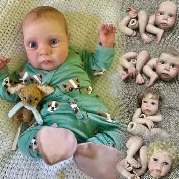 18-дюймовые новые поступления, комплекты кукол реборн в разобранном виде, голубые глаза, тканевое тело, лысые/окрашенные волосы/волосы с корнями, кукла с видимыми венами Painted Bald