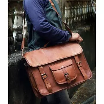 18-дюймовые персонализированные кожаные сумки-мессенджеры для мужчин, ранцы, кожаные сумки через плечо для мужчин, кожаные сумки для колледжа, кожаные школьные сумки 18 x 13 x 6 in коричневый