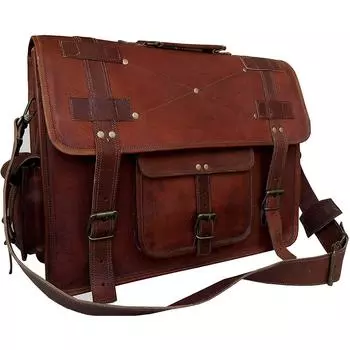 18-дюймовые винтажные компьютерные кожаные сумки-мессенджеры для ноутбуков для мужчин, кожаный портфель, сумка на плечо, мужская и женская сумка (коричневый) 18 X 6 X 13 коричневый