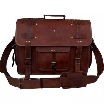 18-дюймовые винтажные компьютерные кожаные сумки-мессенджеры для ноутбуков для мужчин, кожаный портфель, сумка на плечо, мужская и женская сумка (коричневый) 13 x 18 x 5 in коричневый