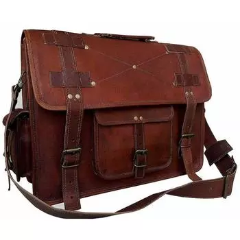 18-дюймовые винтажные компьютерные кожаные сумки-мессенджеры для ноутбуков для мужчин, кожаный портфель, сумка на плечо, мужская и женская сумка (коричневый), подарок ему ей 13 x 18 x 5 in коричневый