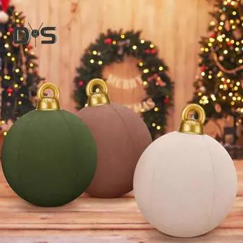 18-дюймовый надувной рождественский шар, наружный декор, флокированный гигантский шар, праздничный надувной шар, украшение для двора, газона, крыльца зелёный