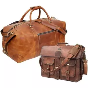 18-дюймовый винтажный кожаный дорожный мессенджер ручной работы с 24-дюймовым кожаным дорожным футляром Buffalo, спортивная сумка для багажа коричневый