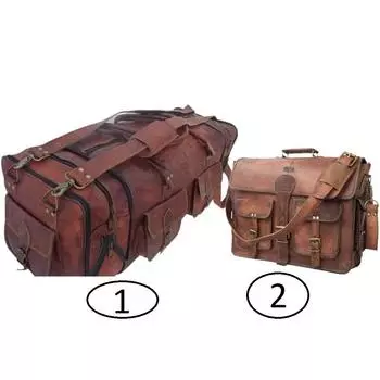 18-дюймовый винтажный кожаный дорожный портфель ручной работы с 30-дюймовой расширяемой спортивной сумкой для спортзала коричневый