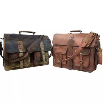 18-дюймовый винтажный кожаный офис ручной работы для путешествий с 18-дюймовой сумкой-портфелем Buffalo Messenger коричневый
