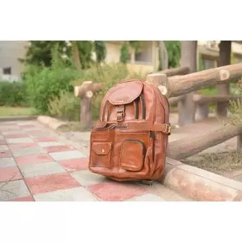 18-дюймовый винтажный мужской рюкзак из натуральной кожи, сумка-портфель для ноутбука 18 x 11 x 8 in коричневый