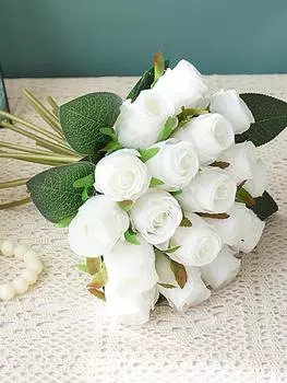 18 голов/пучок искусственных роз, искусственный шелковый цветок для украшения дома, свадебный букет, центральная композиция красный