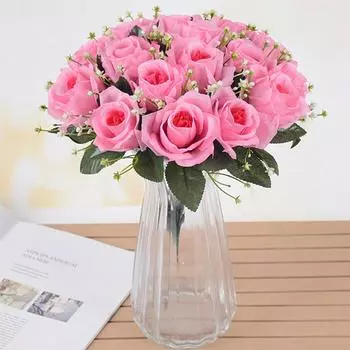 18 головок шелковых роз искусственные цветы искусственный букет украшение стола для вечеринки желтые красные розовые розы свадебный цветок невесты