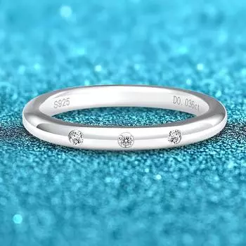 18-каратное белое золото 0,036 карата, кольцо с муассанитом для женщин, свадебное кольцо с 3 камнями S925, однотонное серебро, бриллиантовое кольцо, роскошные ювелирные изделия 5.5