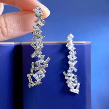 18-каратное белое золото 6 * 8 мм сапфировые драгоценные камни серьги-гвоздики для женщин подарок на годовщину ювелирные изделия из стерлингового серебра 925 пробы