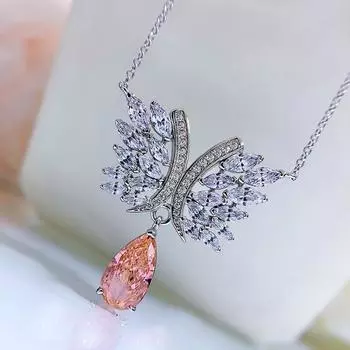 18-каратное белое золото 7 * 13 мм сапфир ограненный драгоценный камень ожерелья для женщин подарок на годовщину ювелирные изделия из стерлингового серебра 925 пробы