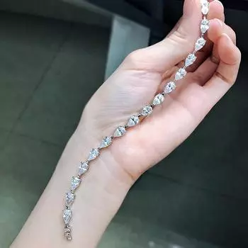 18-каратное белое золото грушевидной огранки 5 * 8 мм сапфировые драгоценные камни браслеты подарок на годовщину стерлингового серебра 925 пробы ювелирные изделия 18