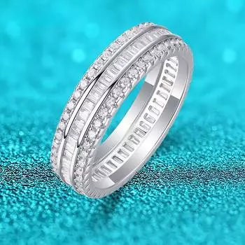 18-каратное белое золото с покрытием из муассанита для женщин, свадебные обручальные кольца, кольца вечности, стерлинговое серебро 925 пробы, ювелирные изделия 5