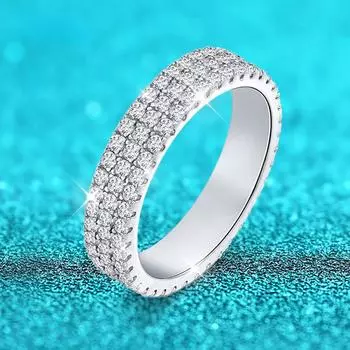 18-каратное покрытие, 1,5 мм, полностью муассанитовые кольца для женщин, роскошное свадебное штабелируемое кольцо с 3 гало, 100% серебро S925, 5 мм 5