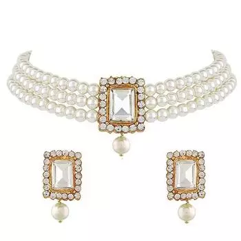 18-каратное позолоченное новейшее стильное традиционное жемчужное ожерелье-чокер, комплект украшений для женщин