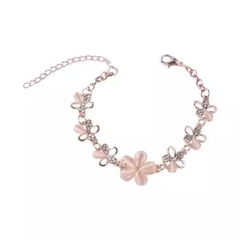 18-каратное розовое золото очаровательный браслет цветок чиан женский кошачий глаз опал 1