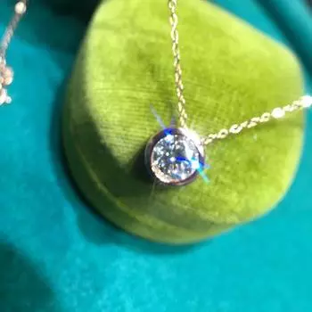 18-каратное розовое золото с покрытием из круглого бриллианта бриллиантовой огранки, проба прошлого 1-2 карата D, цвет, муассанит, креативное ожерелье с подвеской в форме пузыря, подарок 1CT