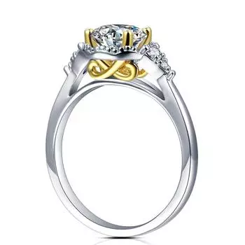 18-каратное желтое золото, стерлинговое серебро 925 пробы, 1,0 карата, круглое обручальное кольцо с бриллиантом, кольцо с муассанитом для женщин, ювелирные изделия 10