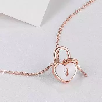 18-каратное золото, белая ракушка, подвеска Love Lock Au750, цвет золота Ins, простой стиль, модная цепочка на ключицу AU750