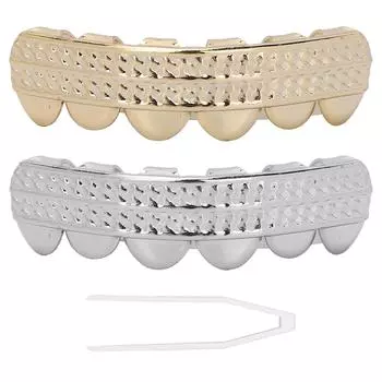 18-каратное золото, брекеты для зубов, медные украшения для зубов на Хэллоуин, брекеты для зубов в стиле хип-хоп Gold