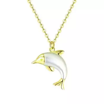 18-каратное золото на всю оставшуюся жизнь с вами ожерелье в виде дельфина для женщин Au750 маленькая подвеска-рыбка простая модная цепочка на ключицу AU750