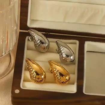 18-каратное золото полые серьги капли воды женские преувеличенные лавовые серьги из нержавеющей стали пухлые серьги премиум-класса мода