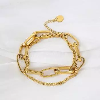 18-каратное золото титановая сталь двухслойный браслет аксессуары для женщин