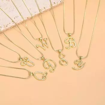 18-каратное золотое ожерелье с буквами для женщин, колье из кубического циркона, цепочка в виде змеи, аксессуары для лучших друзей, ювелирные изделия 1