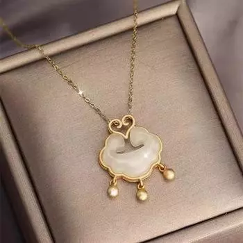 18-каратное золотое ожерелье с замком-сейфом и инкрустацией золотом цвета Au750 из нефрита Ruyi AU750