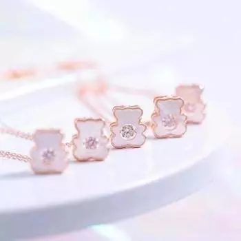 18-каратное золотое украшение в виде умного медведя Au750, модная цепочка на ключицу