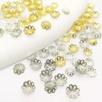 18-каратный позолоченный бисерный цветок-шапочка браслет и ожерелье ювелирные аксессуары Thick Silver; 6mm серебряный