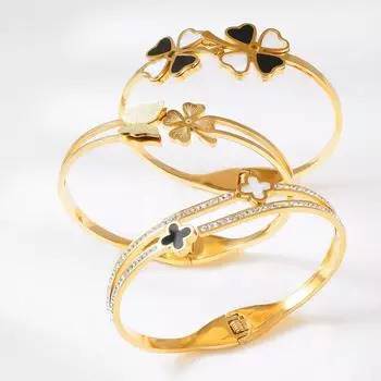 18-каратный золотой клевер женский высококачественный титановый стальной невыцветающий ювелирный браслет из титановой стали