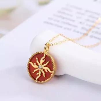 18-каратный золотой кулон с подвеской в виде подсолнуха, простое ожерелье из золота 750 пробы AU750