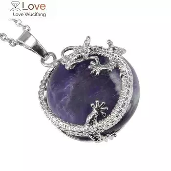 18 кг синозавр дракон бечевка натуральный аметист хрустальный шар шармы кулон для ожерелья крутые женские мужские ювелирные изделия