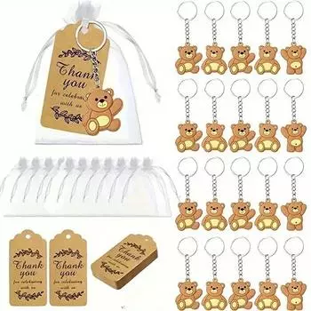 18 комплектов милых брелоков с животными из джунглей, милые брелоки с медвежонками и благодарностью
