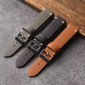 18 мм 19 мм 20 мм 22 мм ремешок для часов из натуральной кожи с крестообразным узором ручной работы - первый слой из коровьей кожи, браслет в стиле ретро 18mm коричневый