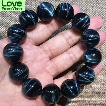 18 мм натуральный синий тигровый глаз браслет ювелирные изделия для женщин мужчин целебные хрустальные круглые бусины камень рейки драгоценные камни нити Aaaaa