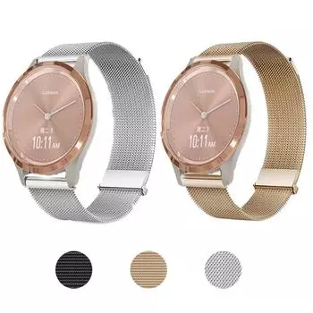 18 мм ремешок для часов Garmin Vivomove 3S/Garminmove3S ремешок серебристый металлический магнитная застежка для ремешка для часов Forerunner 265S/255S For Vivomove 3S чёрный